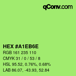 Color code: HEX #A1EB6E | qconv.com