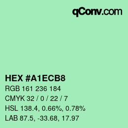 Color code: HEX #A1ECB8 | qconv.com