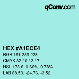 Color code: HEX #A1ECE4 | qconv.com