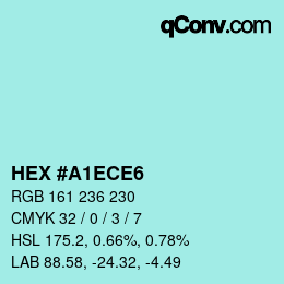 カラーコード: HEX #A1ECE6 | qconv.com