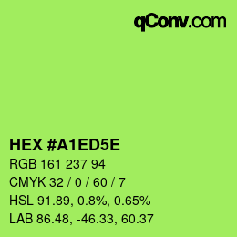 Color code: HEX #A1ED5E | qconv.com