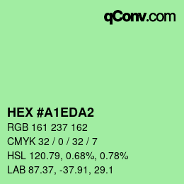 Color code: HEX #A1EDA2 | qconv.com