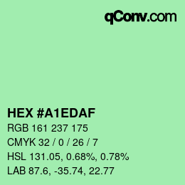 颜色代码: HEX #A1EDAF | qconv.com