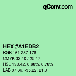 Color code: HEX #A1EDB2 | qconv.com