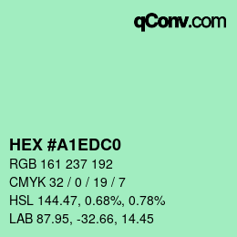 カラーコード: HEX #A1EDC0 | qconv.com