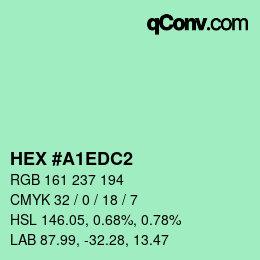 カラーコード: HEX #A1EDC2 | qconv.com