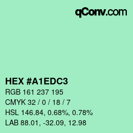 Color code: HEX #A1EDC3 | qconv.com