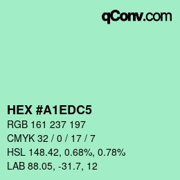 颜色代码: HEX #A1EDC5 | qconv.com