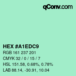 颜色代码: HEX #A1EDC9 | qconv.com