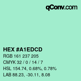 颜色代码: HEX #A1EDCD | qconv.com