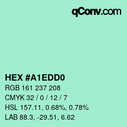 カラーコード: HEX #A1EDD0 | qconv.com