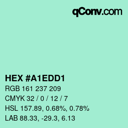 カラーコード: HEX #A1EDD1 | qconv.com