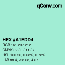 カラーコード: HEX #A1EDD4 | qconv.com