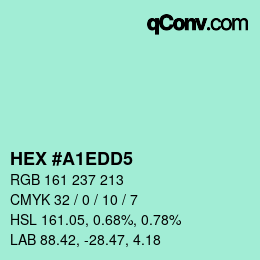 カラーコード: HEX #A1EDD5 | qconv.com