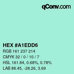 颜色代码: HEX #A1EDD6 | qconv.com