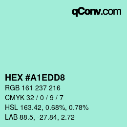 颜色代码: HEX #A1EDD8 | qconv.com