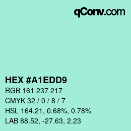 カラーコード: HEX #A1EDD9 | qconv.com