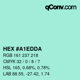 颜色代码: HEX #A1EDDA | qconv.com