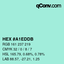 カラーコード: HEX #A1EDDB | qconv.com