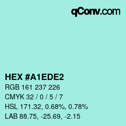 Color code: HEX #A1EDE2 | qconv.com