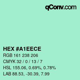 Color code: HEX #A1EECE | qconv.com