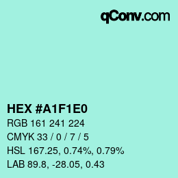 カラーコード: HEX #A1F1E0 | qconv.com