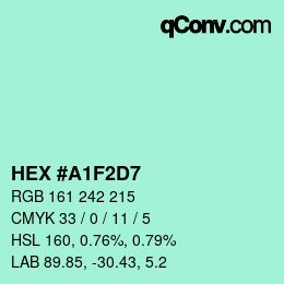 颜色代码: HEX #A1F2D7 | qconv.com