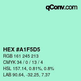 Color code: HEX #A1F5D5 | qconv.com