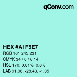 Color code: HEX #A1F5E7 | qconv.com