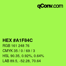颜色代码: HEX #A1F84C | qconv.com
