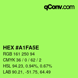 カラーコード: HEX #A1FA5E | qconv.com