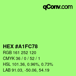 カラーコード: HEX #A1FC78 | qconv.com