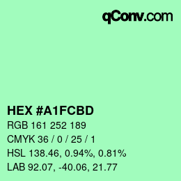 颜色代码: HEX #A1FCBD | qconv.com
