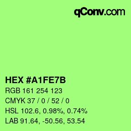 Código de color: HEX #A1FE7B | qconv.com