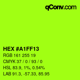 颜色代码: HEX #A1FF13 | qconv.com