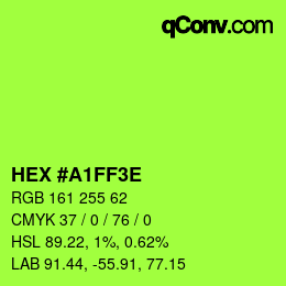 Color code: HEX #A1FF3E | qconv.com