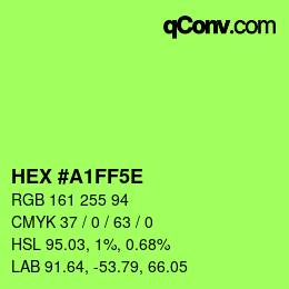 Color code: HEX #A1FF5E | qconv.com