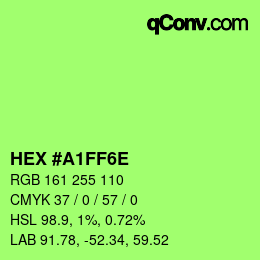 Color code: HEX #A1FF6E | qconv.com