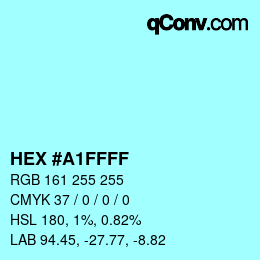 颜色代码: HEX #A1FFFF | qconv.com