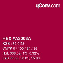 Color code: HEX #A2003A | qconv.com