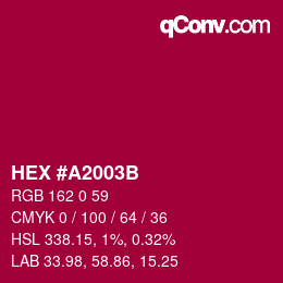 Color code: HEX #A2003B | qconv.com