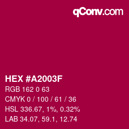 Color code: HEX #A2003F | qconv.com