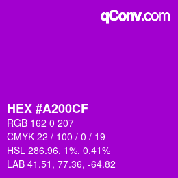 カラーコード: HEX #A200CF | qconv.com