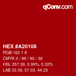 Color code: HEX #A20108 | qconv.com