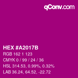 颜色代码: HEX #A2017B | qconv.com