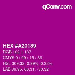 颜色代码: HEX #A20189 | qconv.com