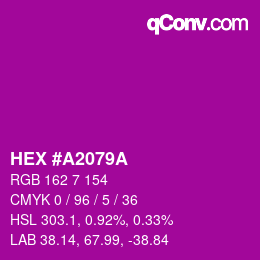 Color code: HEX #A2079A | qconv.com