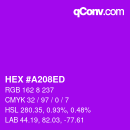 カラーコード: HEX #A208ED | qconv.com