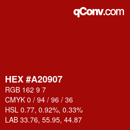 Color code: HEX #A20907 | qconv.com