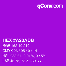 カラーコード: HEX #A20ADB | qconv.com